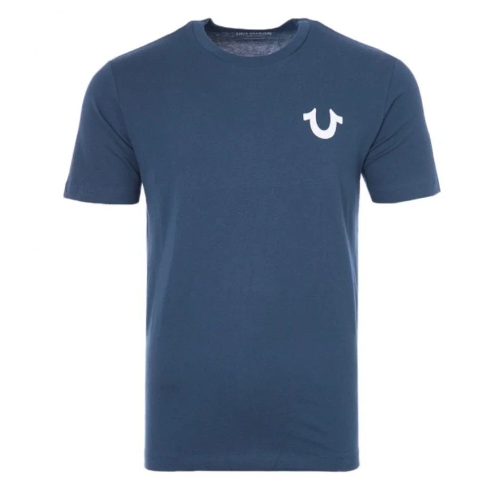 True Religion Buddha Logo Back Print T-Shirt in Navy, Size M​​​​​​
